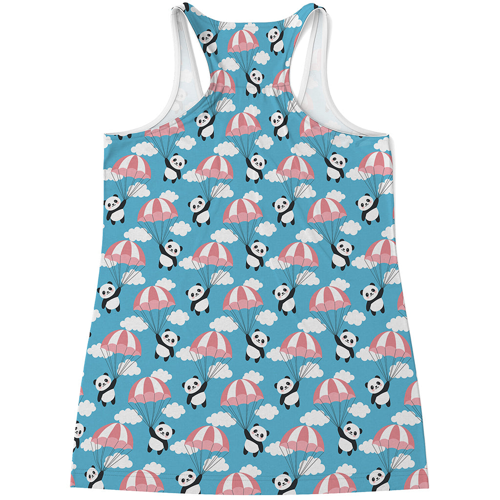 Cute Panda And Parachute Pattern Print Women's Racerback Tank Top