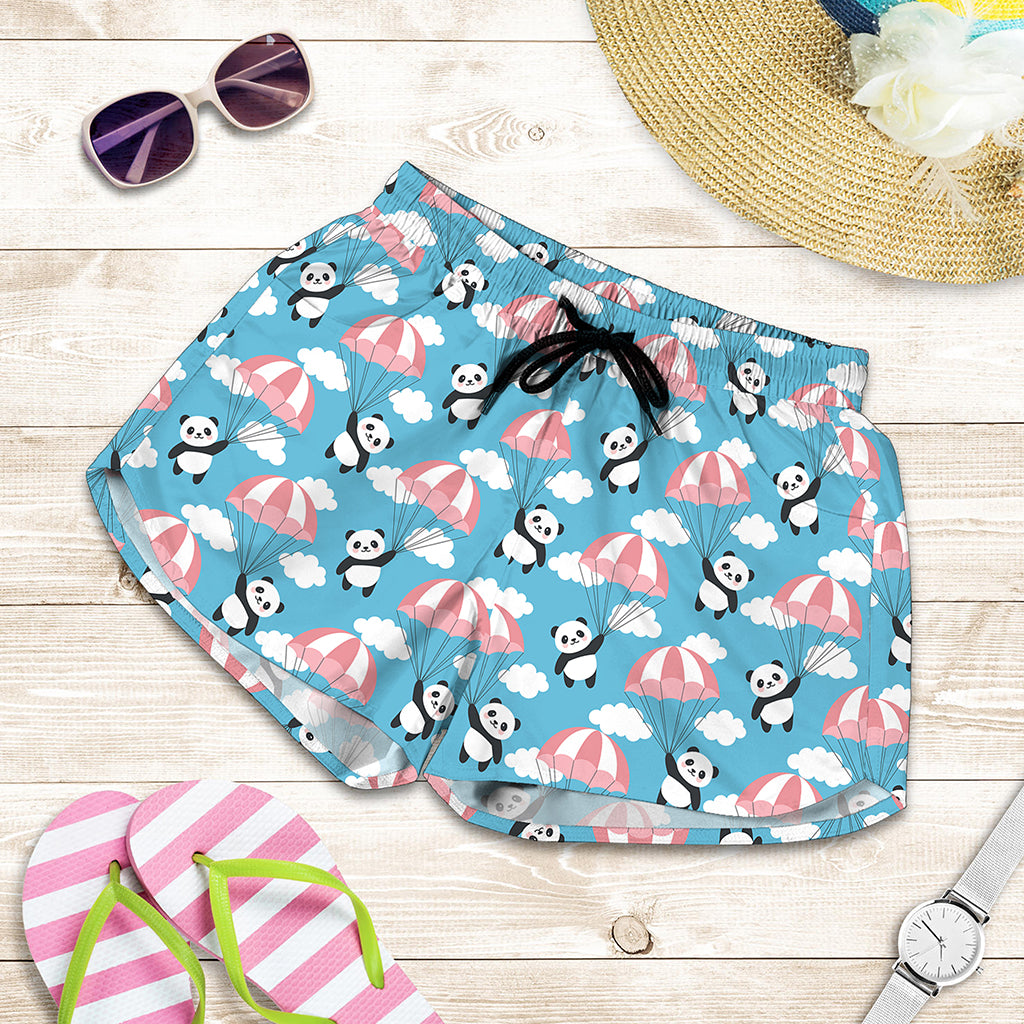 Cute Panda And Parachute Pattern Print Women's Shorts