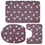 Cute Panda Cupid Valentine Pattern Print 3 Piece Bath Mat Set