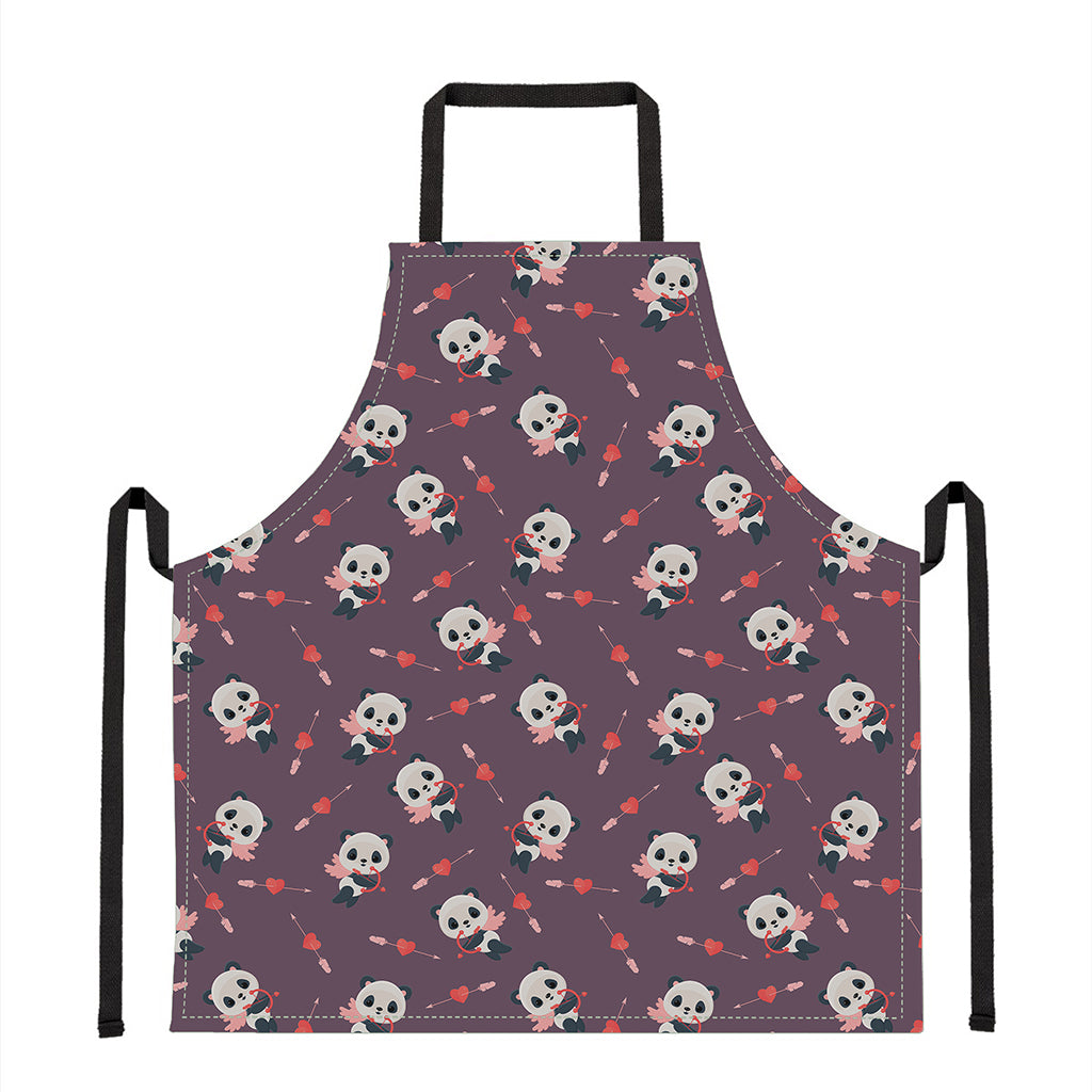 Cute Panda Cupid Valentine Pattern Print Apron