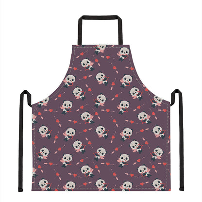 Cute Panda Cupid Valentine Pattern Print Apron