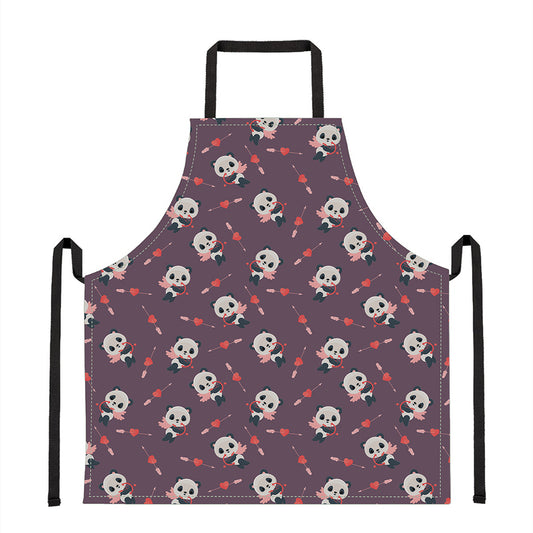 Cute Panda Cupid Valentine Pattern Print Apron