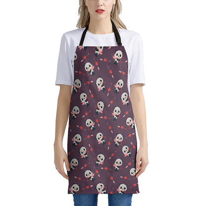 Cute Panda Cupid Valentine Pattern Print Apron