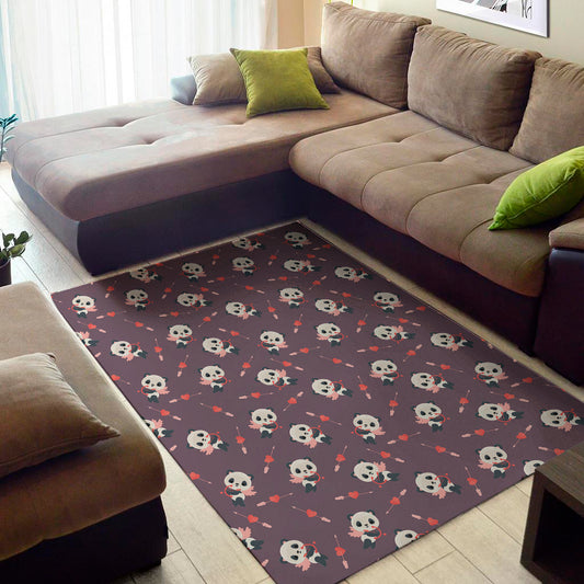 Cute Panda Cupid Valentine Pattern Print Area Rug