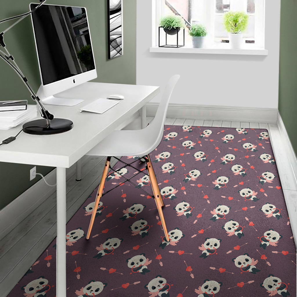 Cute Panda Cupid Valentine Pattern Print Area Rug