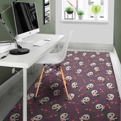 Cute Panda Cupid Valentine Pattern Print Area Rug