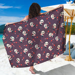 Cute Panda Cupid Valentine Pattern Print Beach Sarong Wrap