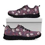 Cute Panda Cupid Valentine Pattern Print Black Sneakers