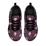 Cute Panda Cupid Valentine Pattern Print Black Sneakers