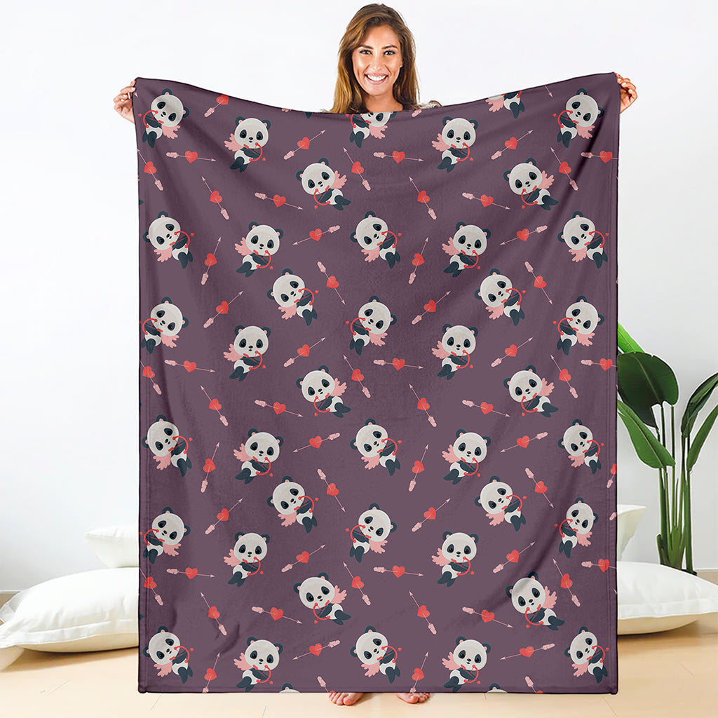 Cute Panda Cupid Valentine Pattern Print Blanket