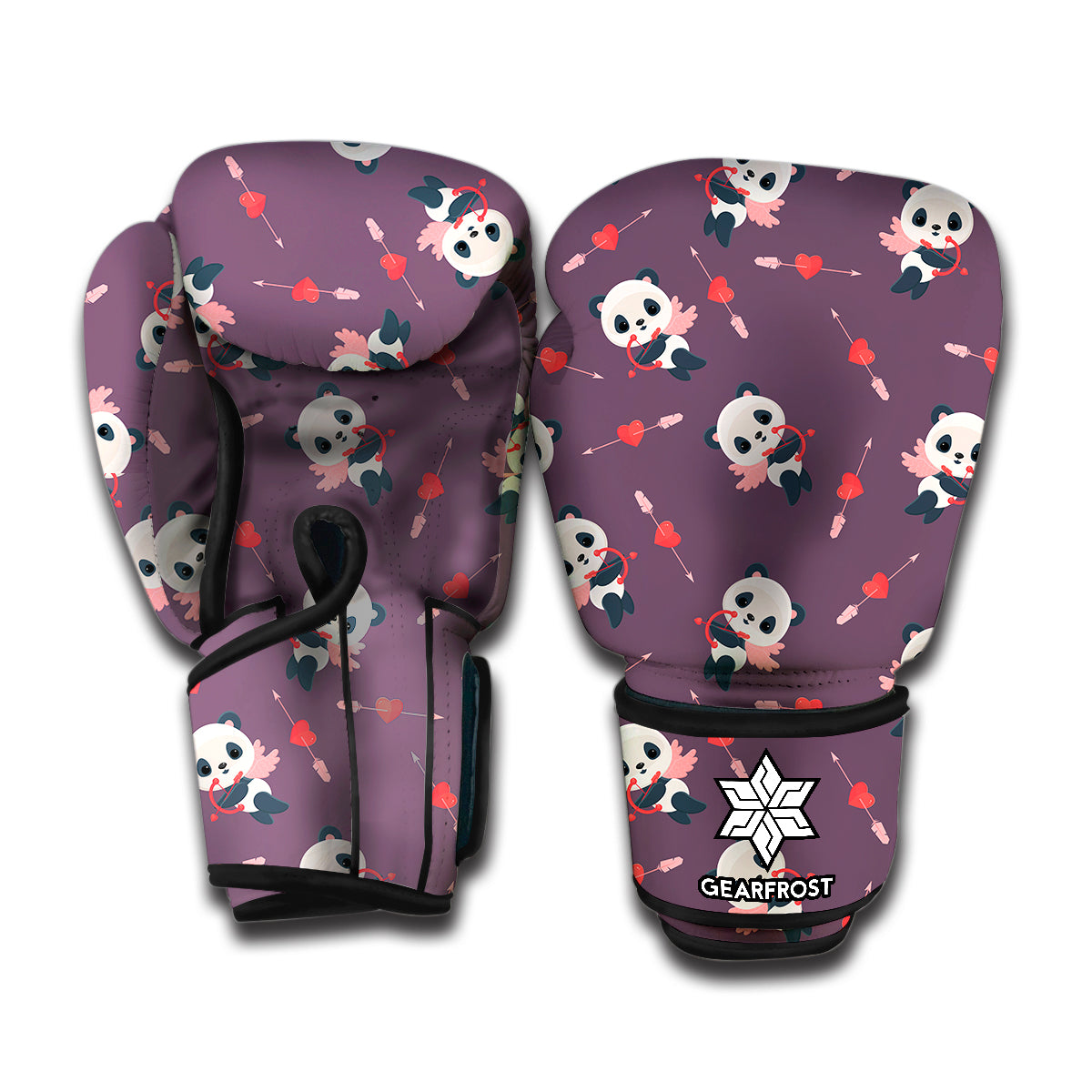Cute Panda Cupid Valentine Pattern Print Boxing Gloves