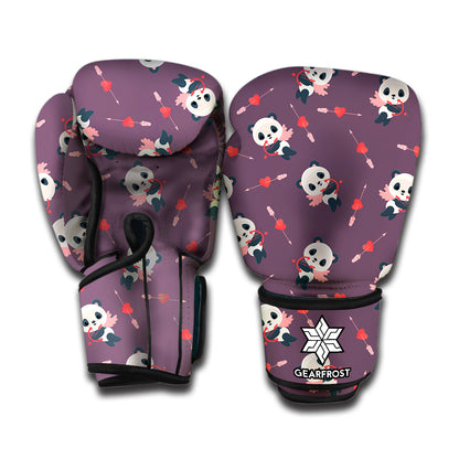 Cute Panda Cupid Valentine Pattern Print Boxing Gloves