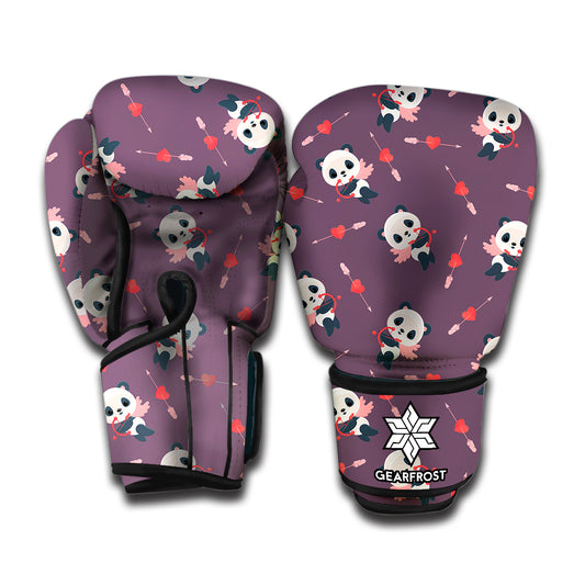 Cute Panda Cupid Valentine Pattern Print Boxing Gloves