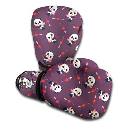 Cute Panda Cupid Valentine Pattern Print Boxing Gloves