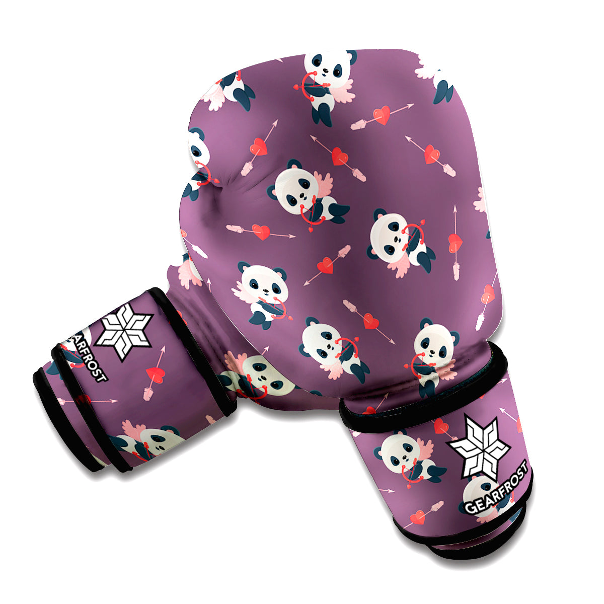 Cute Panda Cupid Valentine Pattern Print Boxing Gloves