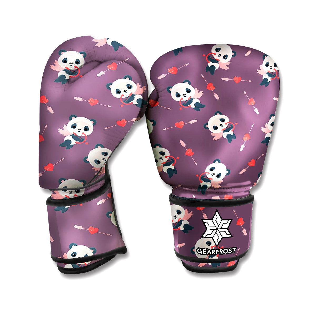 Cute Panda Cupid Valentine Pattern Print Boxing Gloves