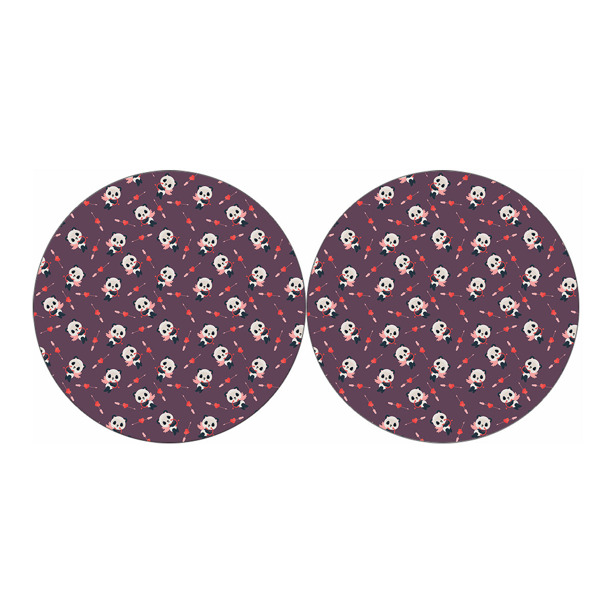 Cute Panda Cupid Valentine Pattern Print Car Coasters