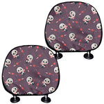 Cute Panda Cupid Valentine Pattern Print Car Headrest Covers