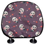 Cute Panda Cupid Valentine Pattern Print Car Headrest Covers
