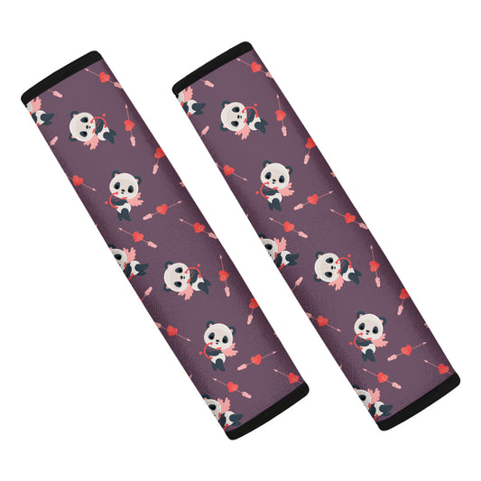 Cute Panda Cupid Valentine Pattern Print Car Seat Belt Covers