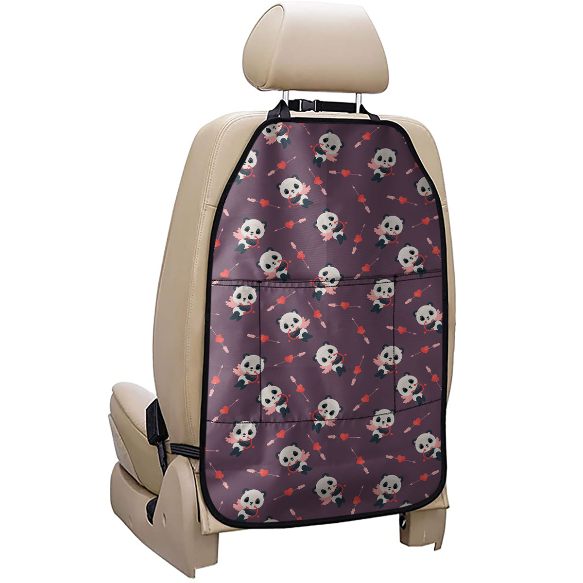 Cute Panda Cupid Valentine Pattern Print Car Seat Organizers