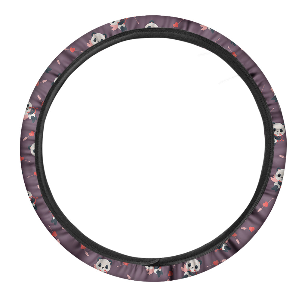 Cute Panda Cupid Valentine Pattern Print Car Steering Wheel Cover