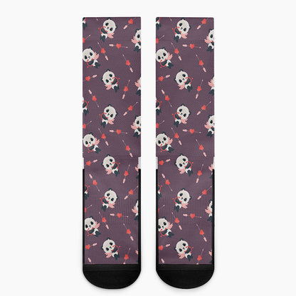 Cute Panda Cupid Valentine Pattern Print Crew Socks