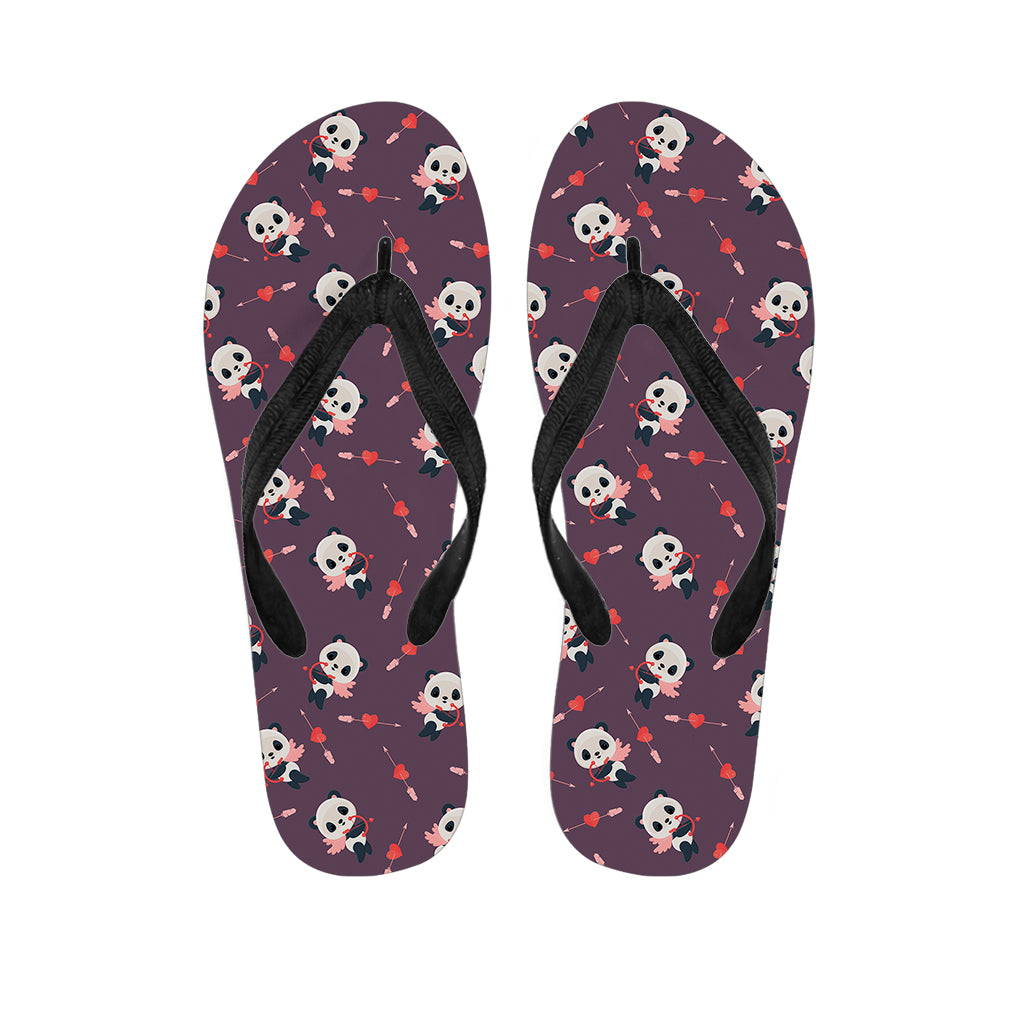 Cute Panda Cupid Valentine Pattern Print Flip Flops