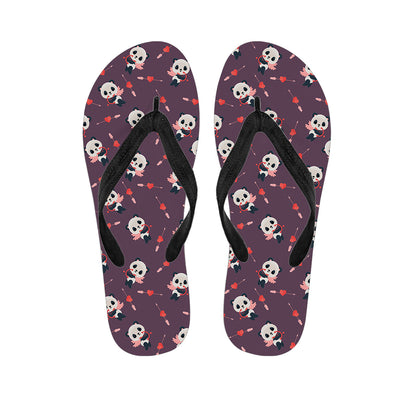 Cute Panda Cupid Valentine Pattern Print Flip Flops