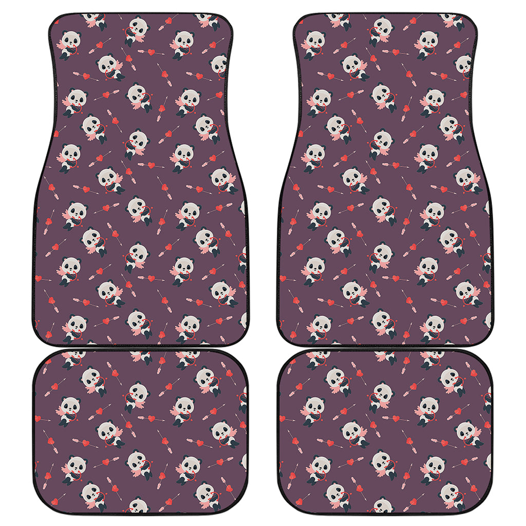 Cute Panda Cupid Valentine Pattern Print Front and Back Car Floor Mats