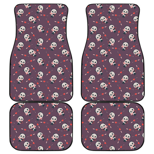 Cute Panda Cupid Valentine Pattern Print Front and Back Car Floor Mats