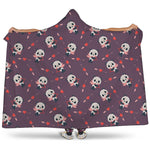 Cute Panda Cupid Valentine Pattern Print Hooded Blanket