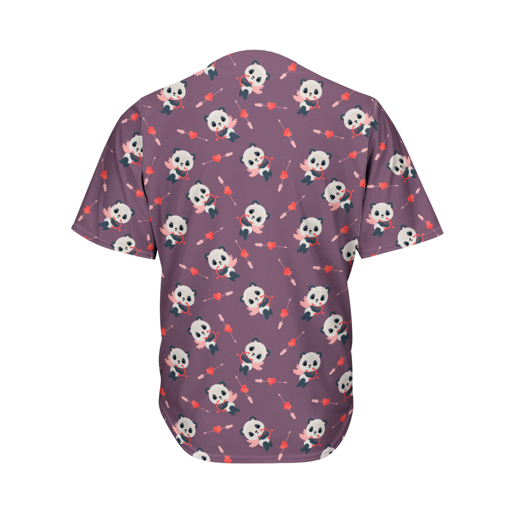 Cute Panda Cupid Valentine Pattern Print Men's Baseball Jersey