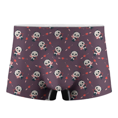 Cute Panda Cupid Valentine Pattern Print Men's Boxer Briefs