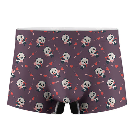 Cute Panda Cupid Valentine Pattern Print Men's Boxer Briefs