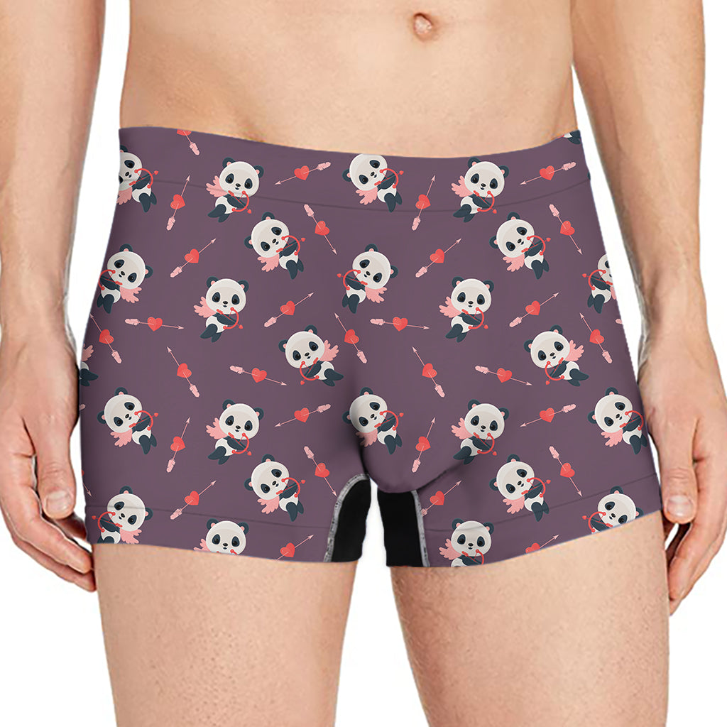 Cute Panda Cupid Valentine Pattern Print Men's Boxer Briefs