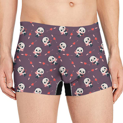 Cute Panda Cupid Valentine Pattern Print Men's Boxer Briefs