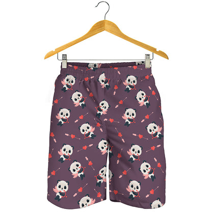 Cute Panda Cupid Valentine Pattern Print Men's Shorts