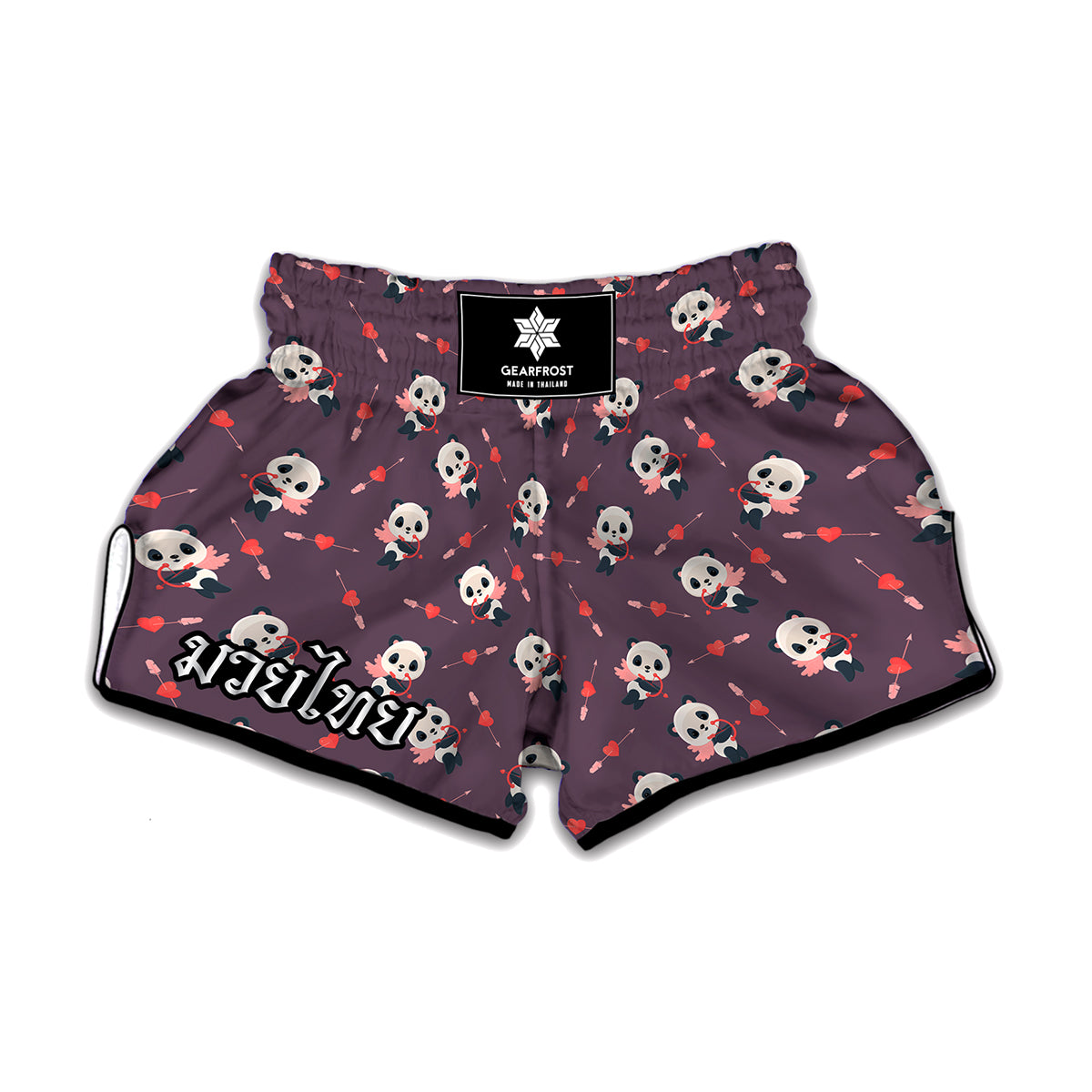 Cute Panda Cupid Valentine Pattern Print Muay Thai Boxing Shorts