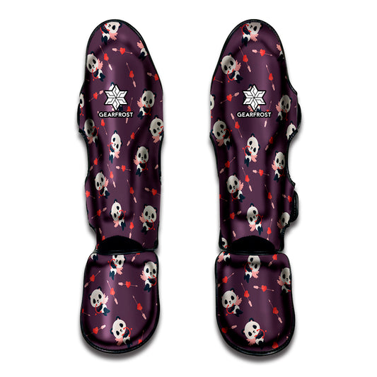 Cute Panda Cupid Valentine Pattern Print Muay Thai Shin Guard