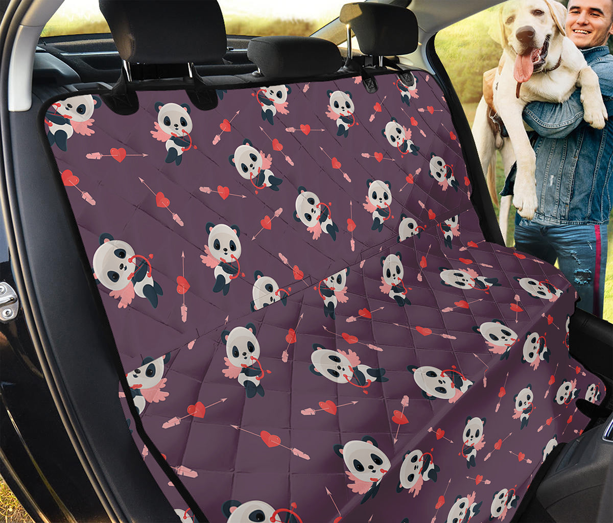 Cute Panda Cupid Valentine Pattern Print Pet Car Back Seat Cover