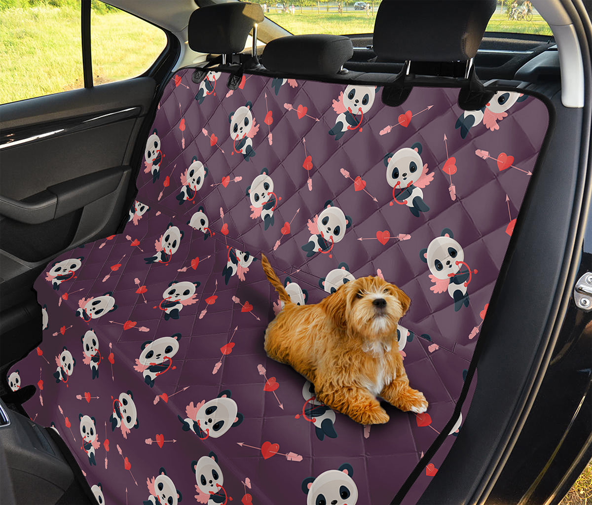 Cute Panda Cupid Valentine Pattern Print Pet Car Back Seat Cover