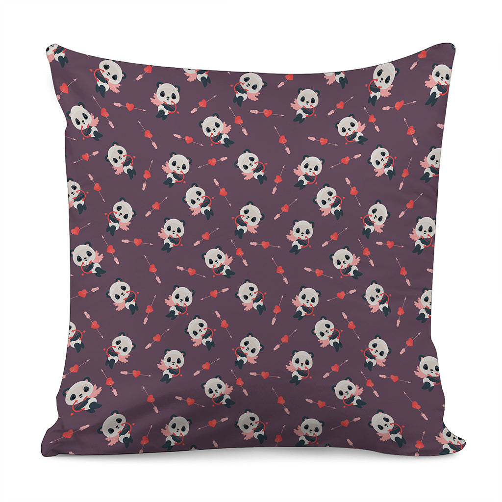 Cute Panda Cupid Valentine Pattern Print Pillow Cover