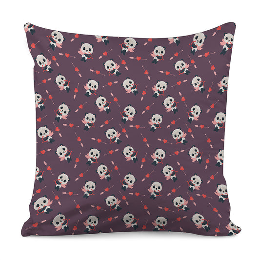 Cute Panda Cupid Valentine Pattern Print Pillow Cover