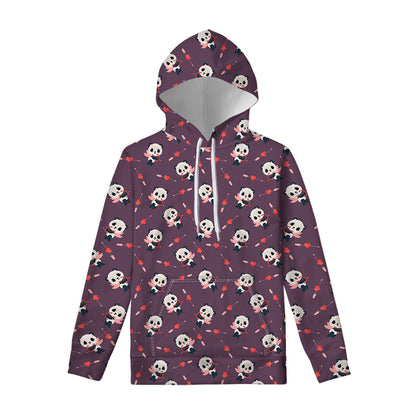 Cute Panda Cupid Valentine Pattern Print Pullover Hoodie