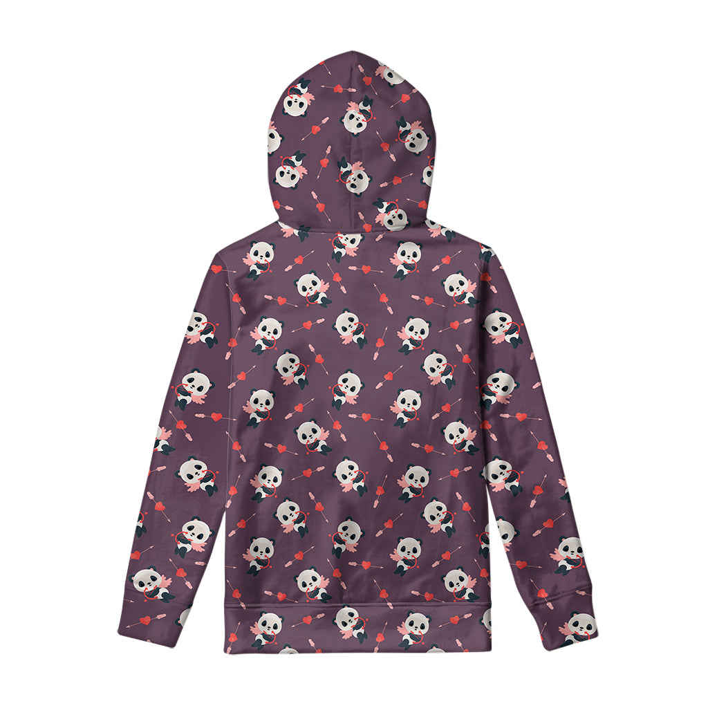 Cute Panda Cupid Valentine Pattern Print Pullover Hoodie