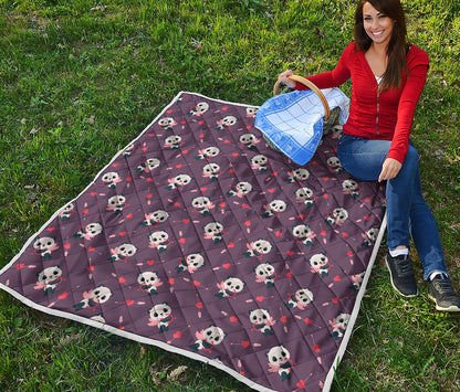 Cute Panda Cupid Valentine Pattern Print Quilt