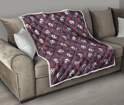 Cute Panda Cupid Valentine Pattern Print Quilt