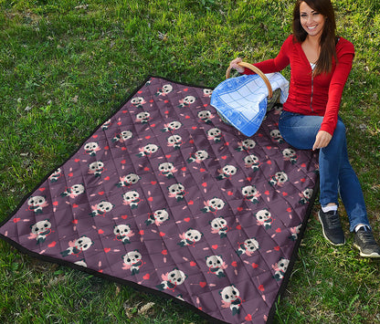 Cute Panda Cupid Valentine Pattern Print Quilt