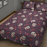 Cute Panda Cupid Valentine Pattern Print Quilt Bed Set